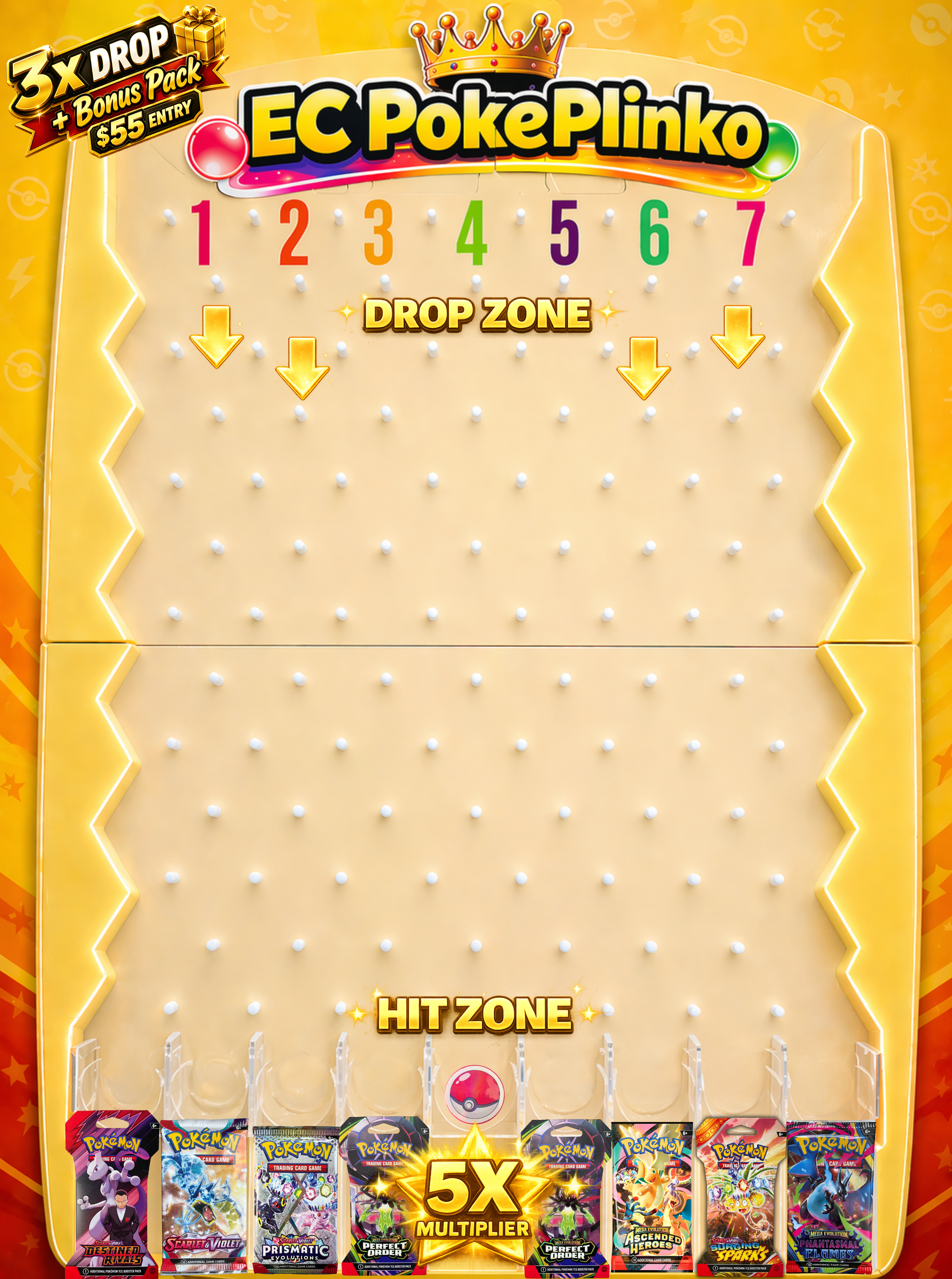 $55  EC CutesyBomb Plinko (3 Drops + Bonus Pack) 🎯 | 5x packs of your choice on board JACKPOT 🔥